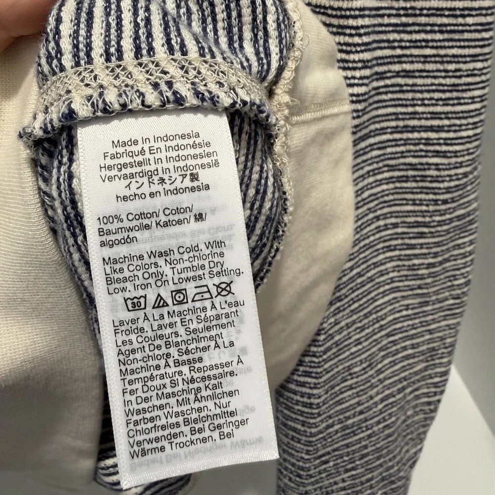 NEW J. Crew Textured hooded sweater-tee in blue stripe size small CJ934